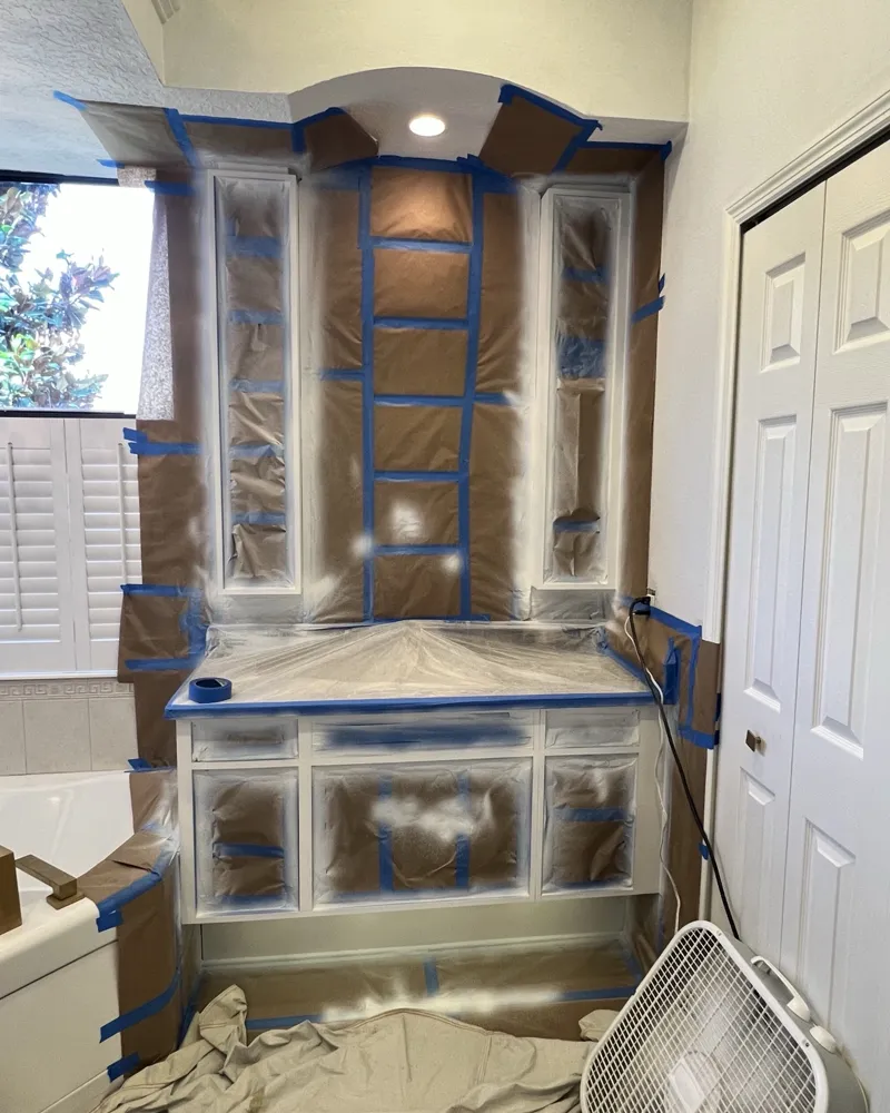 Primer: the cabinets sprayed with bonding primer
